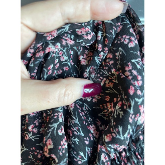 Pofrills Floral Crop Top Smocked Square Neck Long‎ Sleeve Blouse XS - Picture 4 of 4